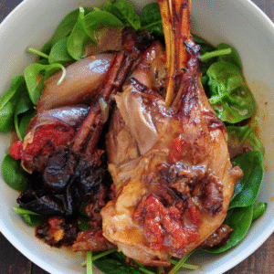 Moroccan lamb shanks with prunes and saffron