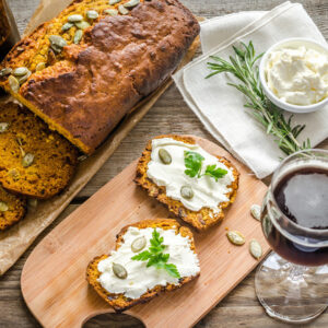 Pumpkin bread with cream cheese