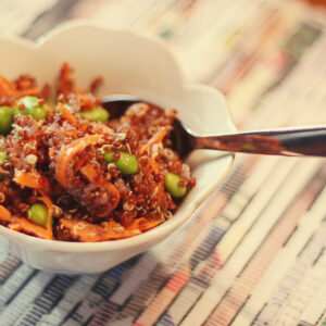 Quinoa edamame salad with sesame ginger dressing