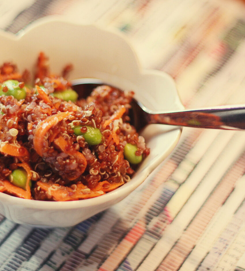 Quinoa edamame salad with sesame ginger dressing
